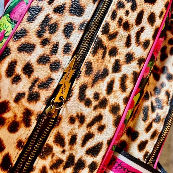 Betsey Johnson Pink and Brown Pickle Ball Bag with Leopard Print - Picture 11 of 16